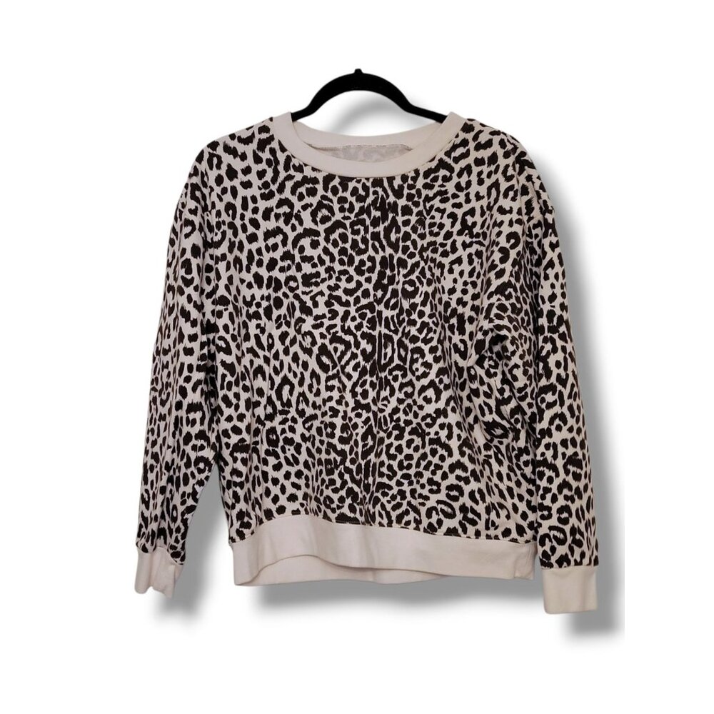 J. Crew Vintage Fleece Leopard Print Tan Brown Sweatshirt - Size XL